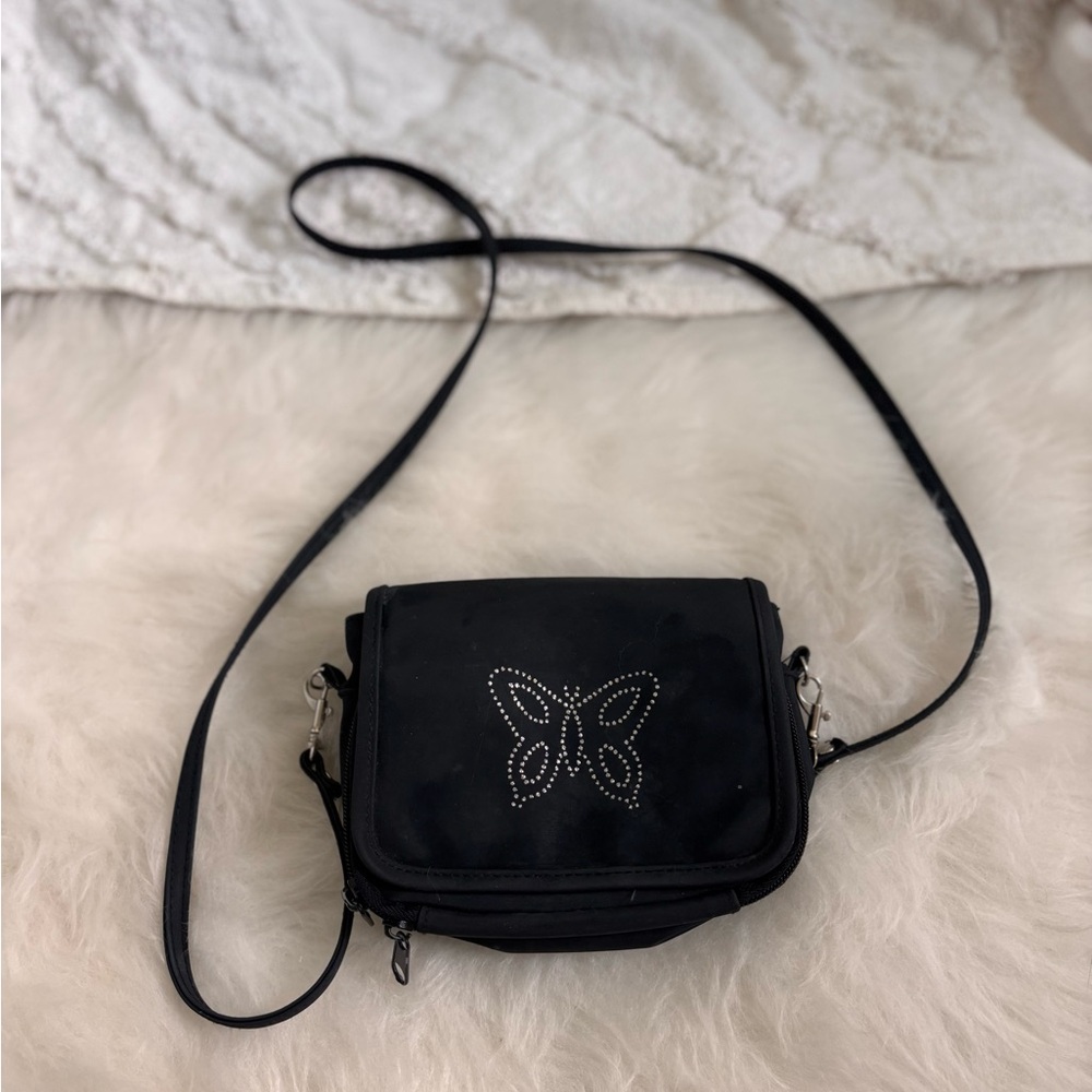Vintage Y2K Black Bedazzled Butterfly crossbody
